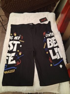 On Fire Black Graphic Shorts with Multicolor Print